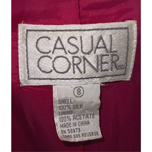 Vtg Women’s 100% Silk Hot Pink Blazer Shoulder Pads 8 - Picture 8 of 11